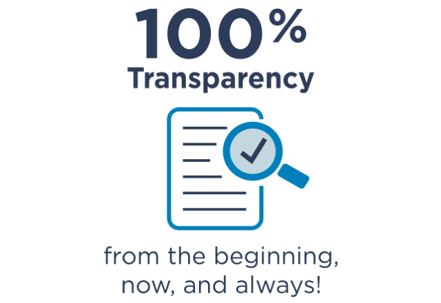 100% transparency from the beginning, now and always